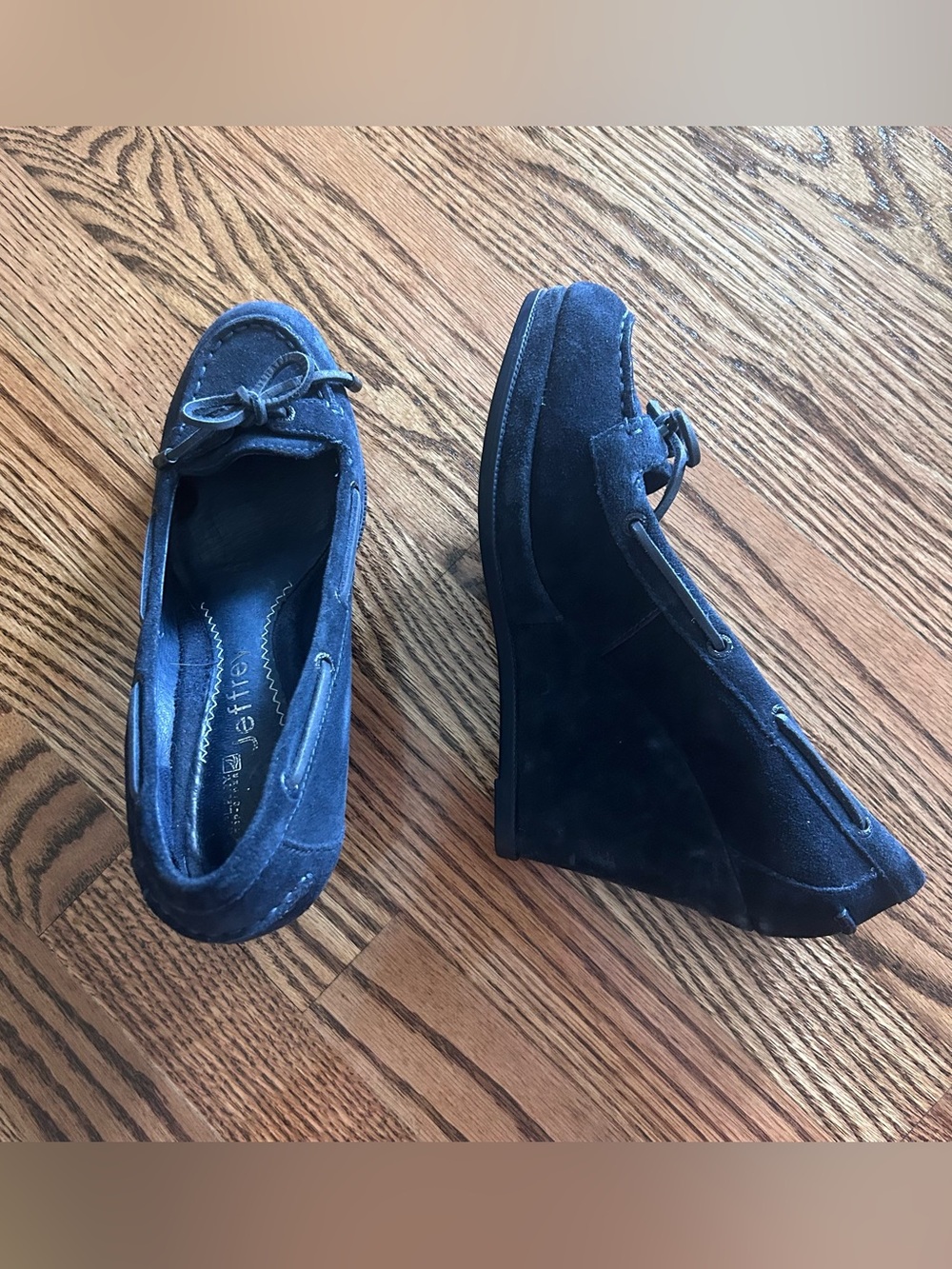 Sperry Jeffrey Campbell navy blue suede platform wedges size 8.5 NWOB